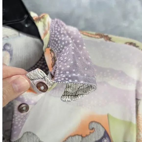 Vtg Shirt Set Womens 38 Purple Union Made Long and Short Sleeve Princess Castle - Picture 11 of 11